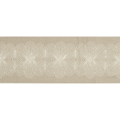 Kravet Design T30763.106.0 Flower Stitch Trim Fabric in Light Grey , Neutral , Linen