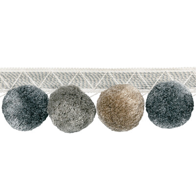 Kravet Couture T30804.11.0 Phuket Poms Trim Fabric in Pewter/Grey/Silver