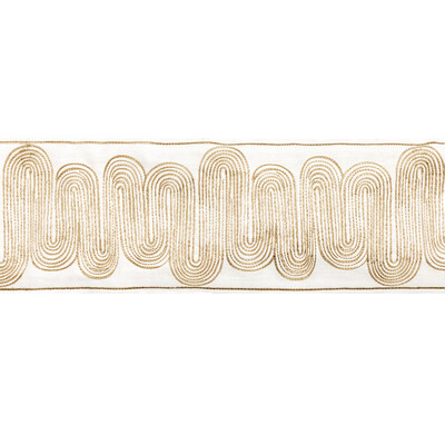 Kravet Couture T30807.4.0 Ischia Tape Trim Fabric in Ochre/White/Gold