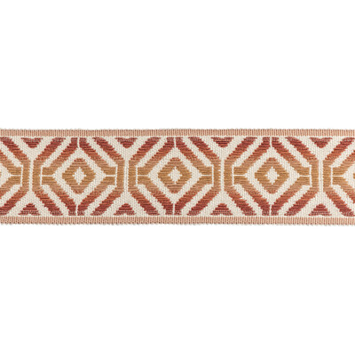 Kravet Couture T30823.24.0 Sanur Tape Trim Fabric in Sunset/Rust/Gold/Ivory