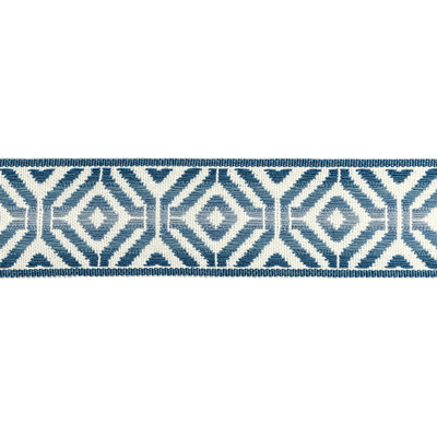 Kravet Couture T30823.5.0 Sanur Tape Trim Fabric in Indigo/White/Dark Blue