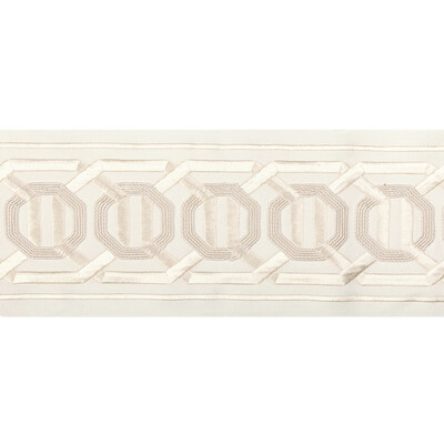 Kravet Couture T30841.1.0 Octagon Wide Tape Trim Fabric in Ivory/White