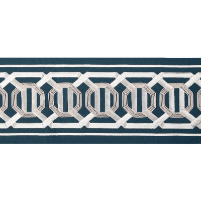 Kravet Couture T30841.50.0 Octagon Wide Tape Trim Fabric in Indigo/Dark Blue/Blue/White