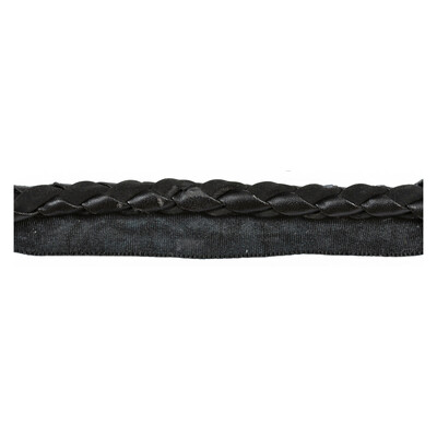 Kravet Design TA5254.8.0 Braided Leather Cord Wlip Trim Fabric in Black ,  , Ebony
