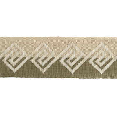 Groundworks TL10097.16.0 Fretwork Trim Fabric in Ivory/beige/Beige/Brown