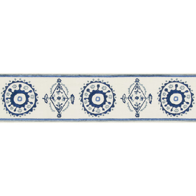 Lee Jofa TL10175.150.0 Belles Tape Trim Fabric in Blue/navy/Blue/Dark Blue