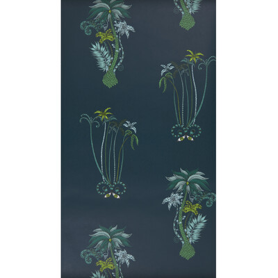 Clarke And Clarke W0101/03.CAC.0 Jungle palms Wallcovering Fabric in Navy
