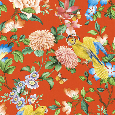 Clarke And Clarke W0130/01.CAC.0 Golden Parrot Wp Wallcovering in Coral/Multi/Red