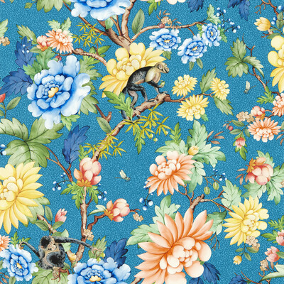 Clarke And Clarke W0133/03.CAC.0 Sapphire Garden Wp Wallcovering in Sapphire/Multi/Blue