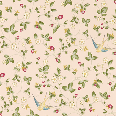 Clarke And Clarke W0135/01.CAC.0 Wild Strawberry Wp Wallcovering in Blush/Multi/Pink