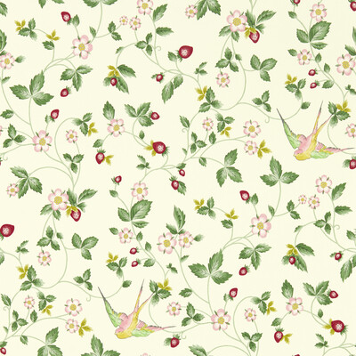 Clarke And Clarke W0135/03.CAC.0 Wild Strawberry Wp Wallcovering in Ivory/Multi