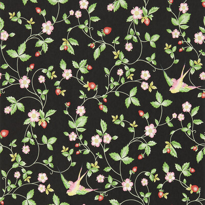 Clarke And Clarke W0135/04.CAC.0 Wild Strawberry Wp Wallcovering in Noir/Multi/Black