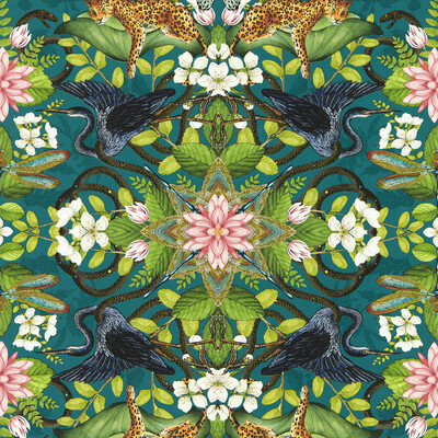 Clarke And Clarke W0136/03.CAC.0 Wonderlust Wp Wallcovering in Teal/Multi