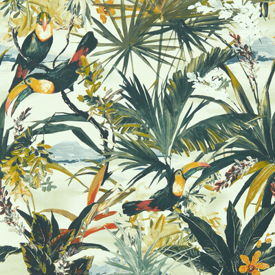 Clarke And Clarke W0146/01.cac.0 Toucan Wallcovering in Antique Wp/Green/Rust