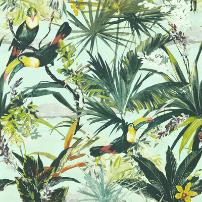 Clarke And Clarke W0146/03.cac.0 Toucan Wallcovering in Sky Wp/Blue/Green/Yellow