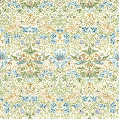 Clarke And Clarke W0171/01.CAC.0 Strawberry Thief Wallcovering in Apple Wp/Green/Light Blue/Gold