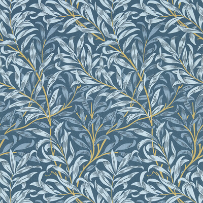 Clarke And Clarke W0172/01.CAC.0 Willow Boughs Wallcovering in Denim Wp/Dark Blue/Light Blue/Gold