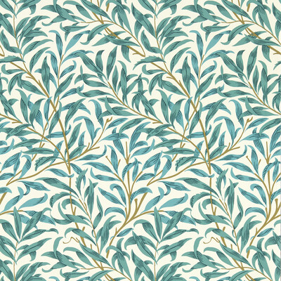 Clarke And Clarke W0172/05.CAC.0 Willow Boughs Wallcovering in Teal Wp/Teal/Olive Green/White