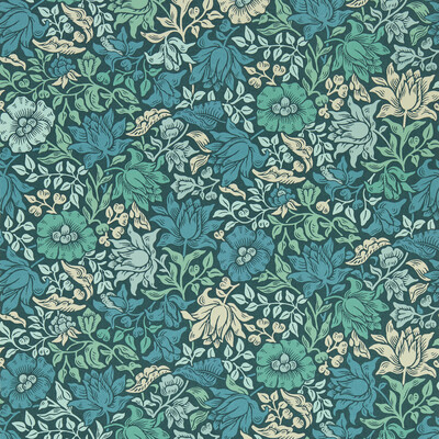 Clarke And Clarke W0173/02.CAC.0 Mallow Wallcovering in Teal Wp/Teal/Turquoise/White