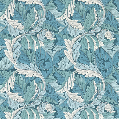 Clarke And Clarke W0175/04.CAC.0 Acanthus Wallcovering in Teal Wp/Teal/Turquoise/White