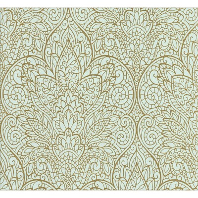 Kravet Design W3467.516.0 Kravet Design Wallcovering Fabric in Light Blue , Gold , W3467-516