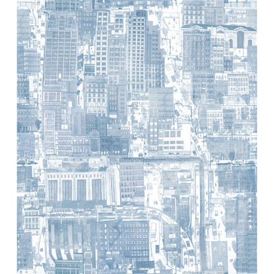 Kravet Couture W3583.15.0 Urban Planning Wallcovering Fabric in Blue , Silver , Blueish