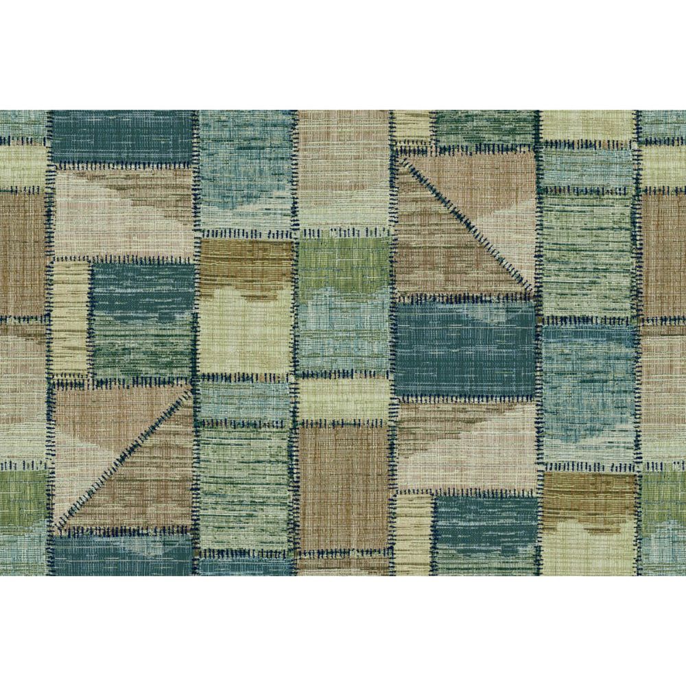 Kravet Couture W3626.1635.0 Patchwork Wallcovering in Teal/Beige