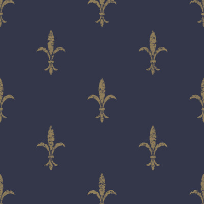 Kravet W3717.50.0 Kravet Design Wallcovering in Dark Blue/Gold