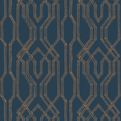 Kravet W3748.5.0 Kravet Design Wallcovering in Blue/Gold