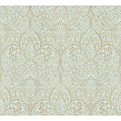 Kravet Design W3859.135.0 Kravet Design Wallcovering in W/Gold/Teal