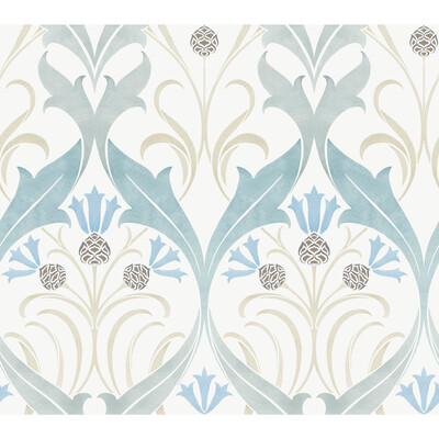 Kravet Design W3930.13.0 W3930 Wallcovering in White/Turquoise