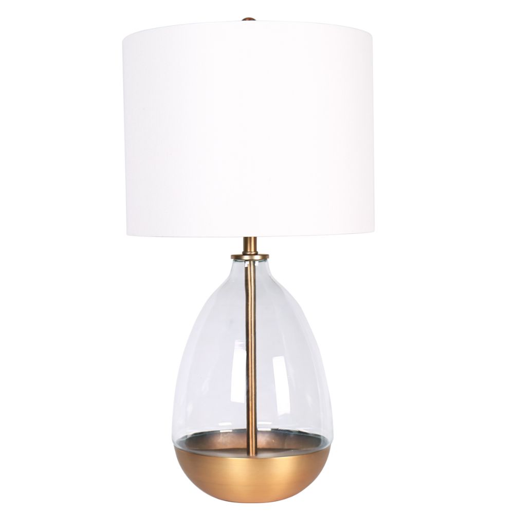 L2 Lighting LL1515 Table Lamp Clear Glass And Off White Shade     in Clear Glass