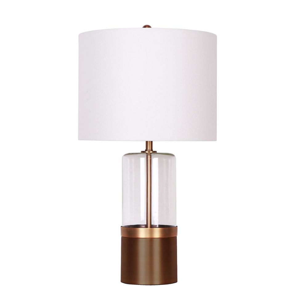 L2 Lighting LL1516 Table Lamp Clear Glass And Off White Shade            in Clear Glass