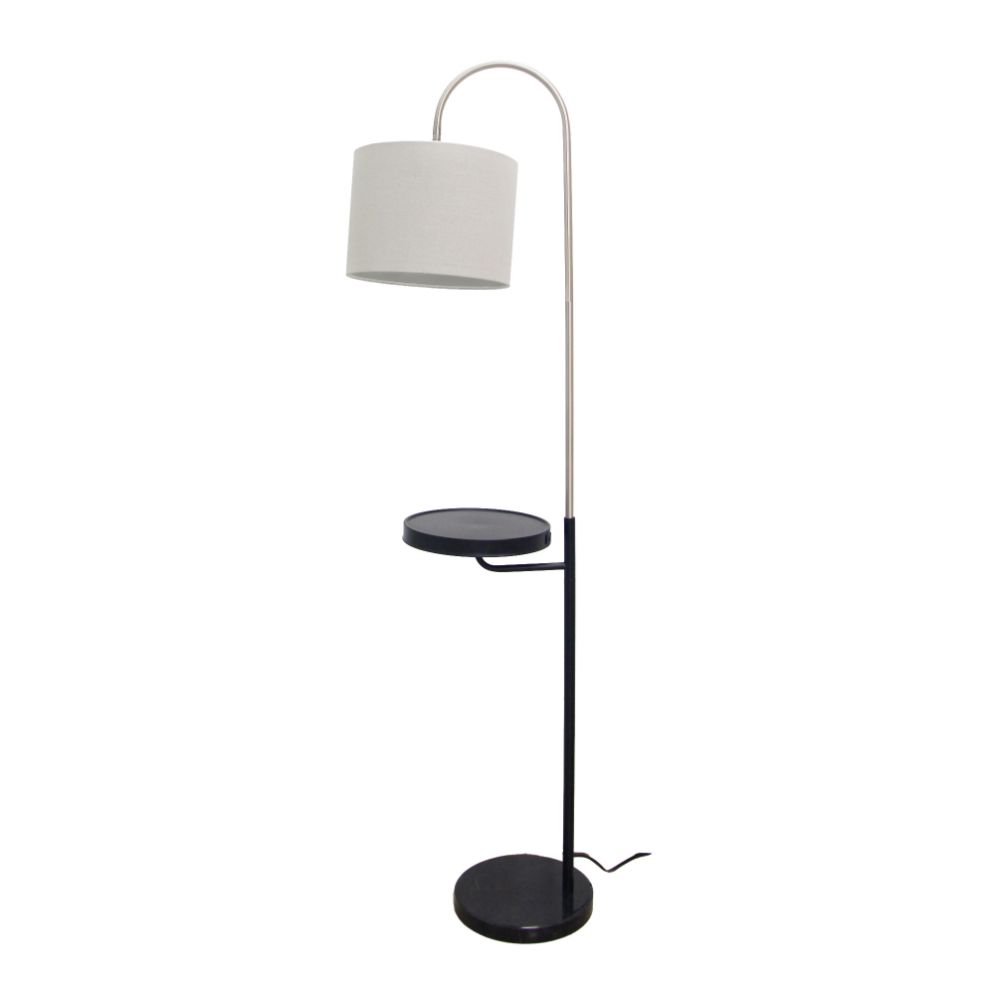 L2 Lighting LL1730 65" Floor Lamp w/ Tray and USB  in Black / Brushed Steel