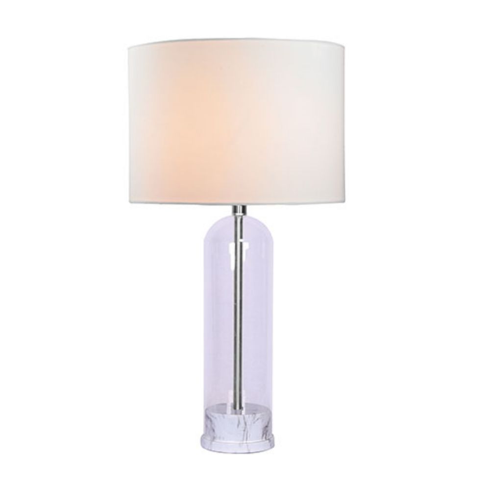 L2 Lighting LL1786 Table Lamp / Lampe de Table in Wht Marble/Brushed Steel