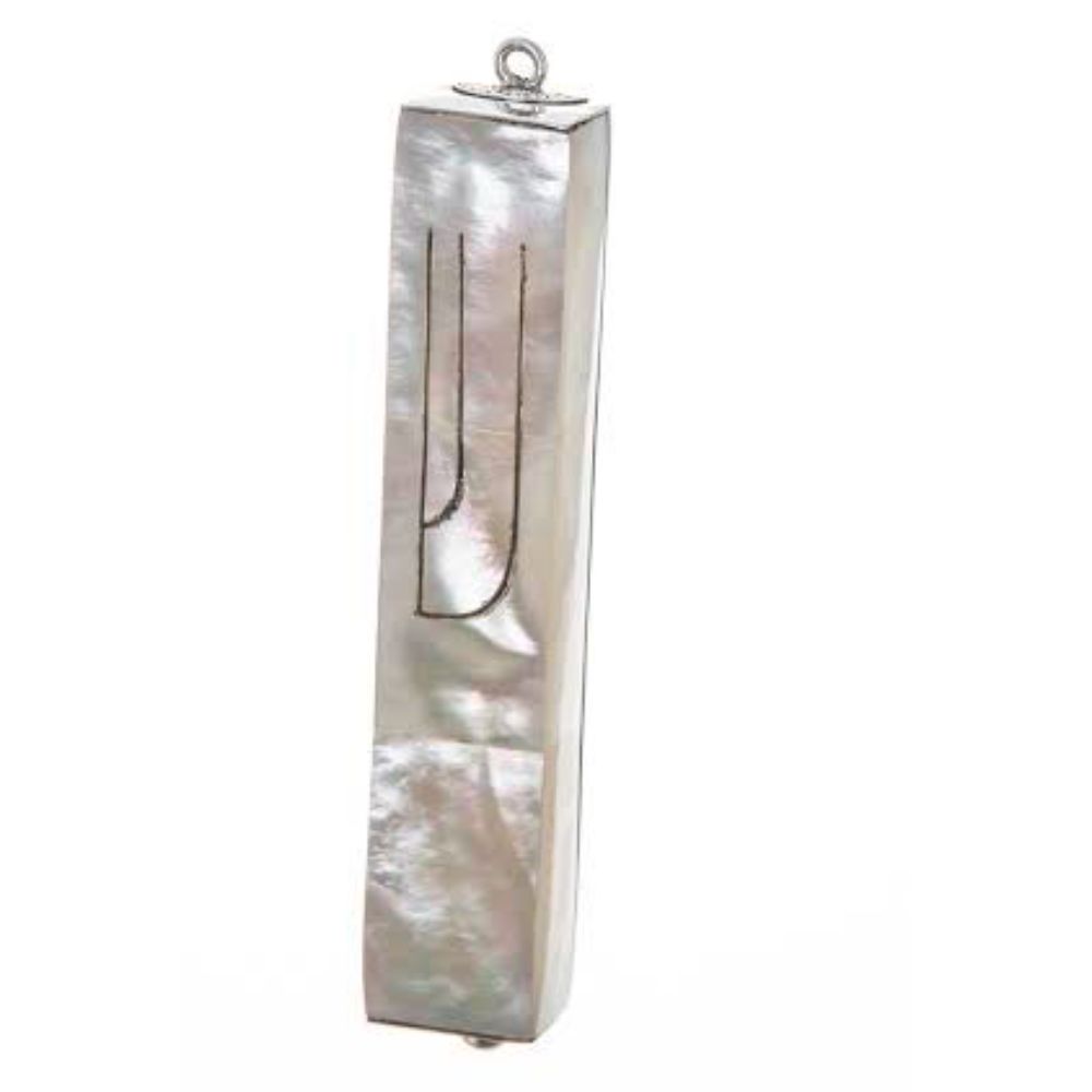 House of Raasche Mother of Peal & Sterling Silver Mezuzah Case