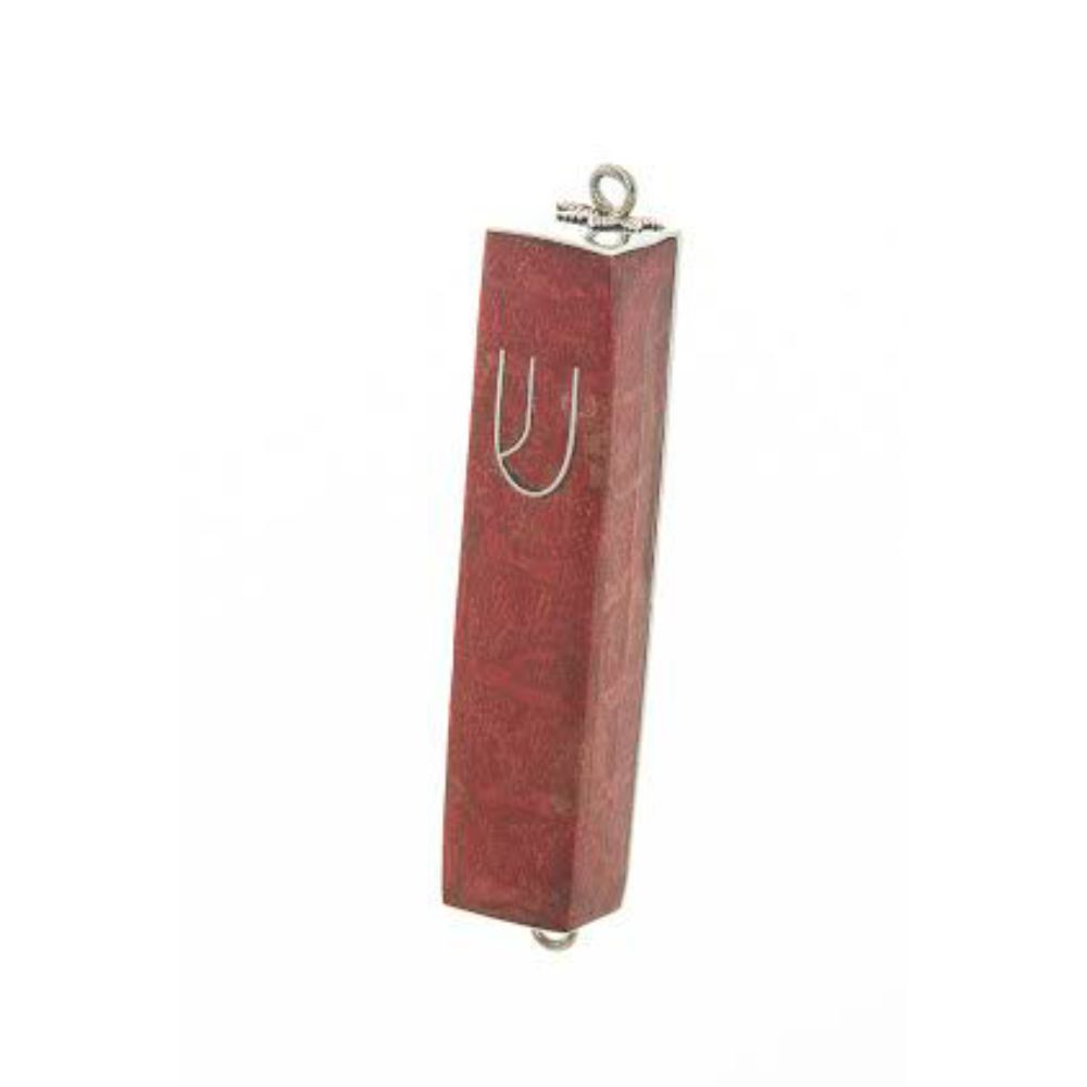 House of Raasche Red Coral & Sterling Silver Mezuzah Case