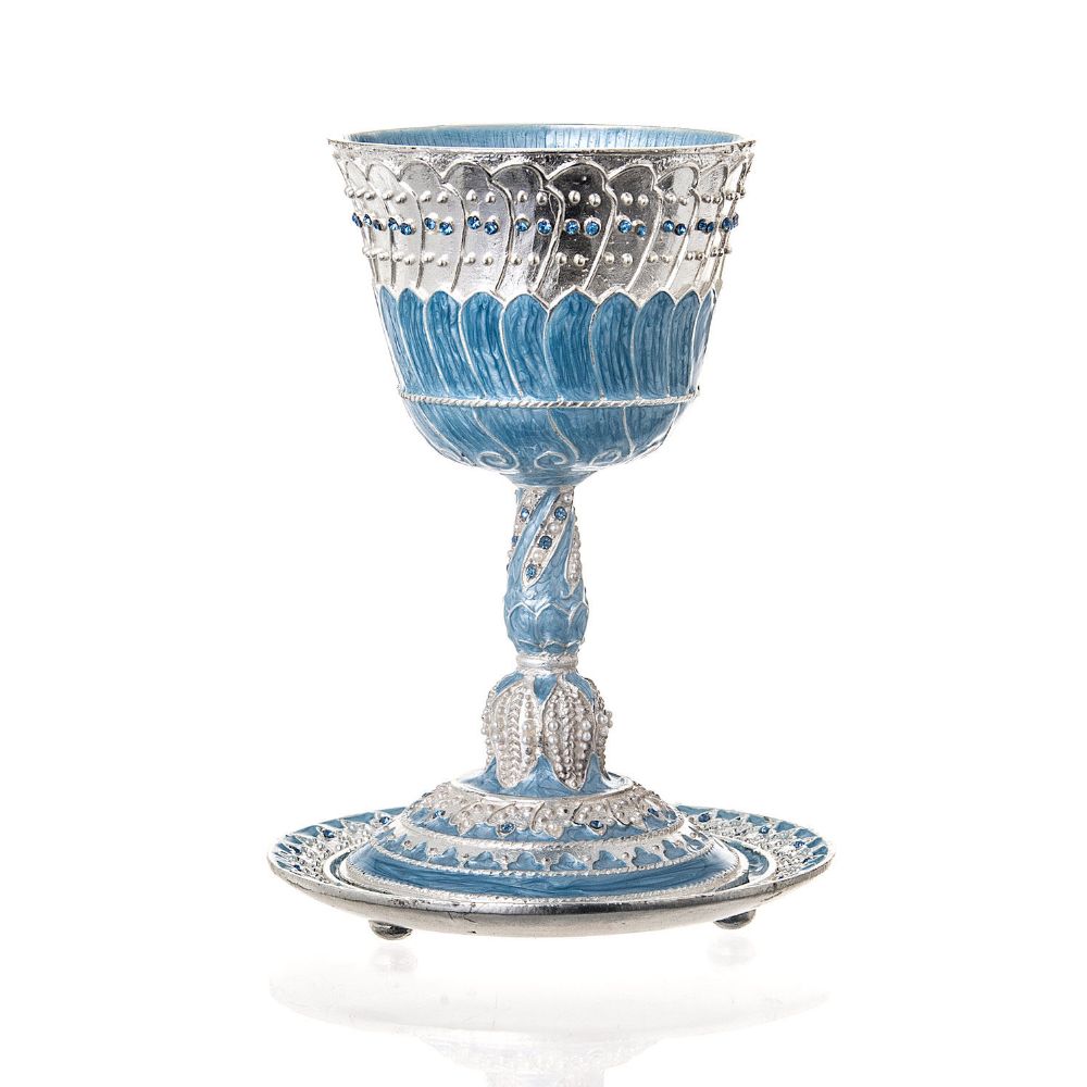 #652 Capri Cup and Tray Jeweled Kiddush Cup