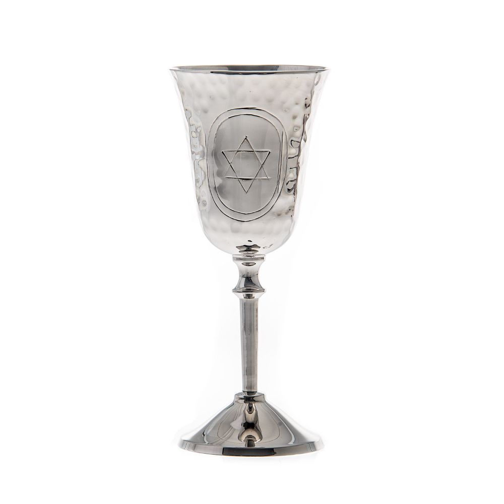 #156-K Star Hammered Stainless Steel Kiddush Cup
