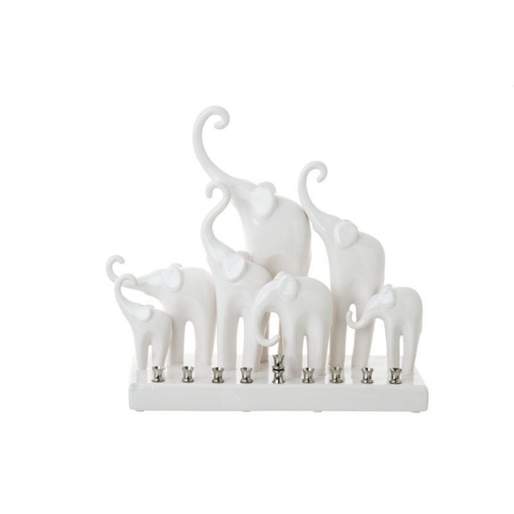 Ceramic White Elephants Menorah