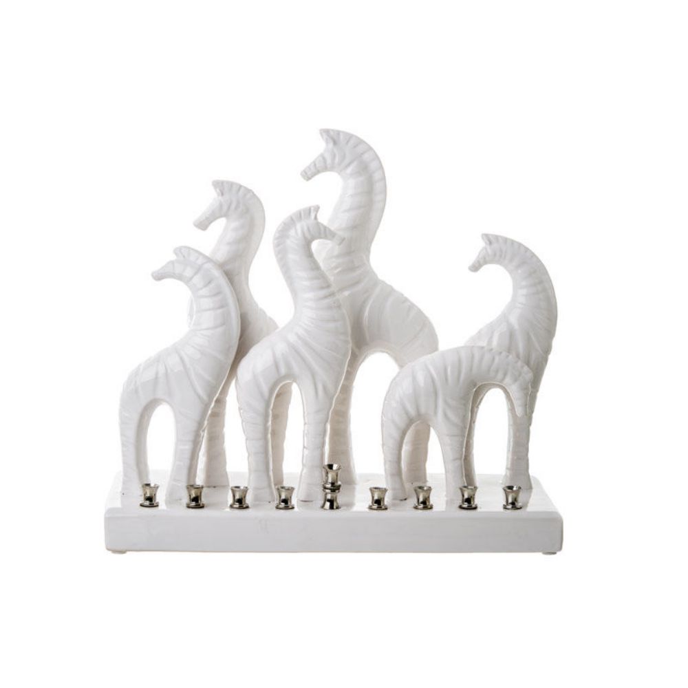 Ceramic White Giraffes Menorah