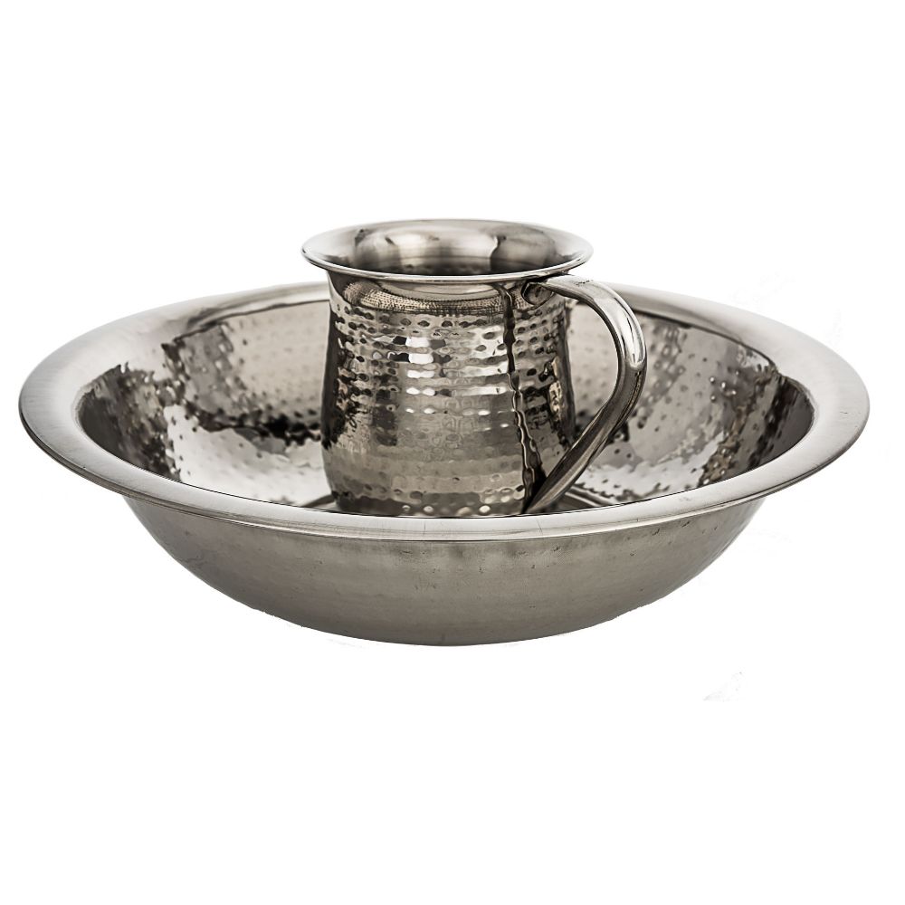 #5750-S Stainless steel Hammered wash cup and bowl