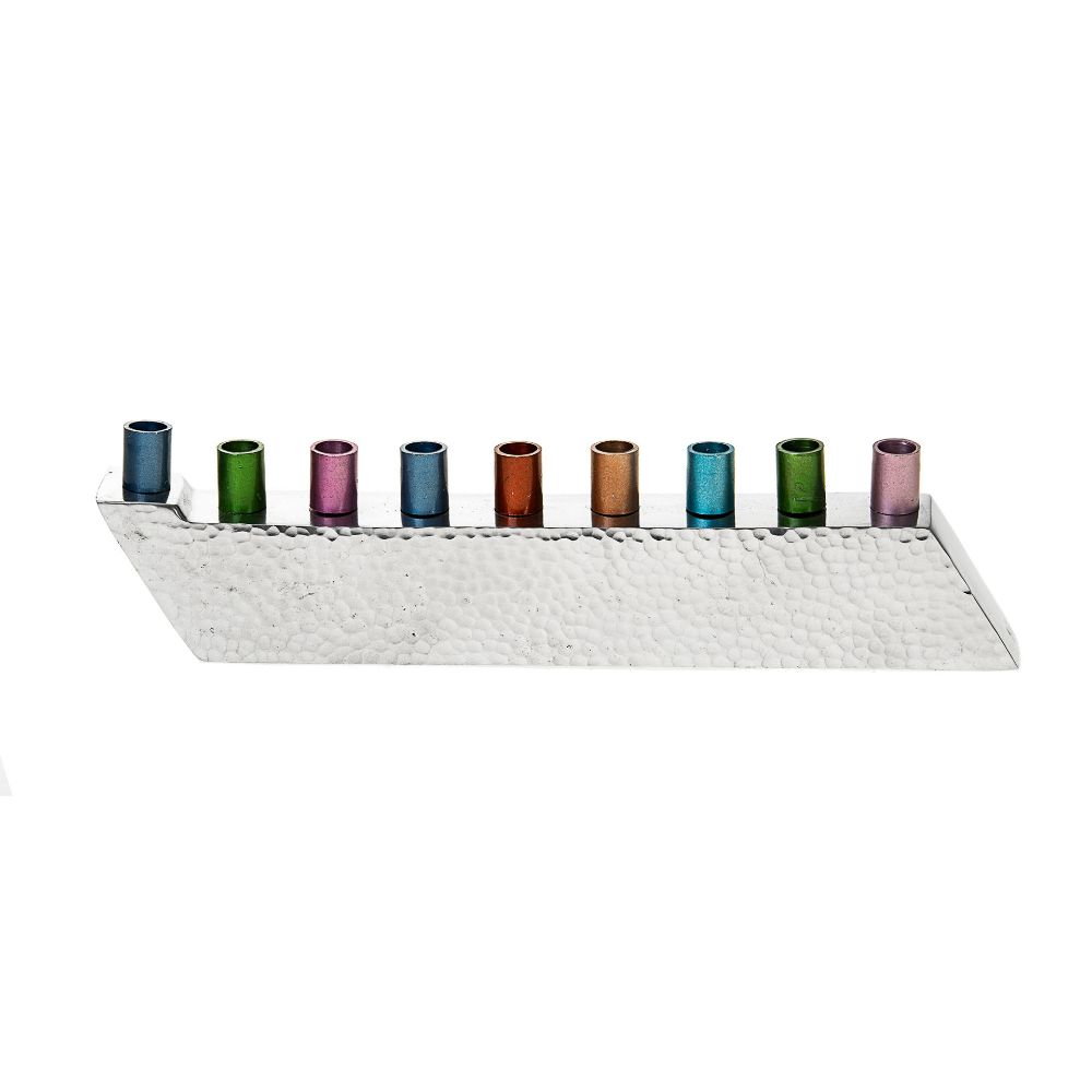 Hammered Colored Cups Menorah