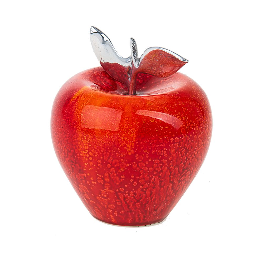 #462 Apple Decorative Red/Orange glazed