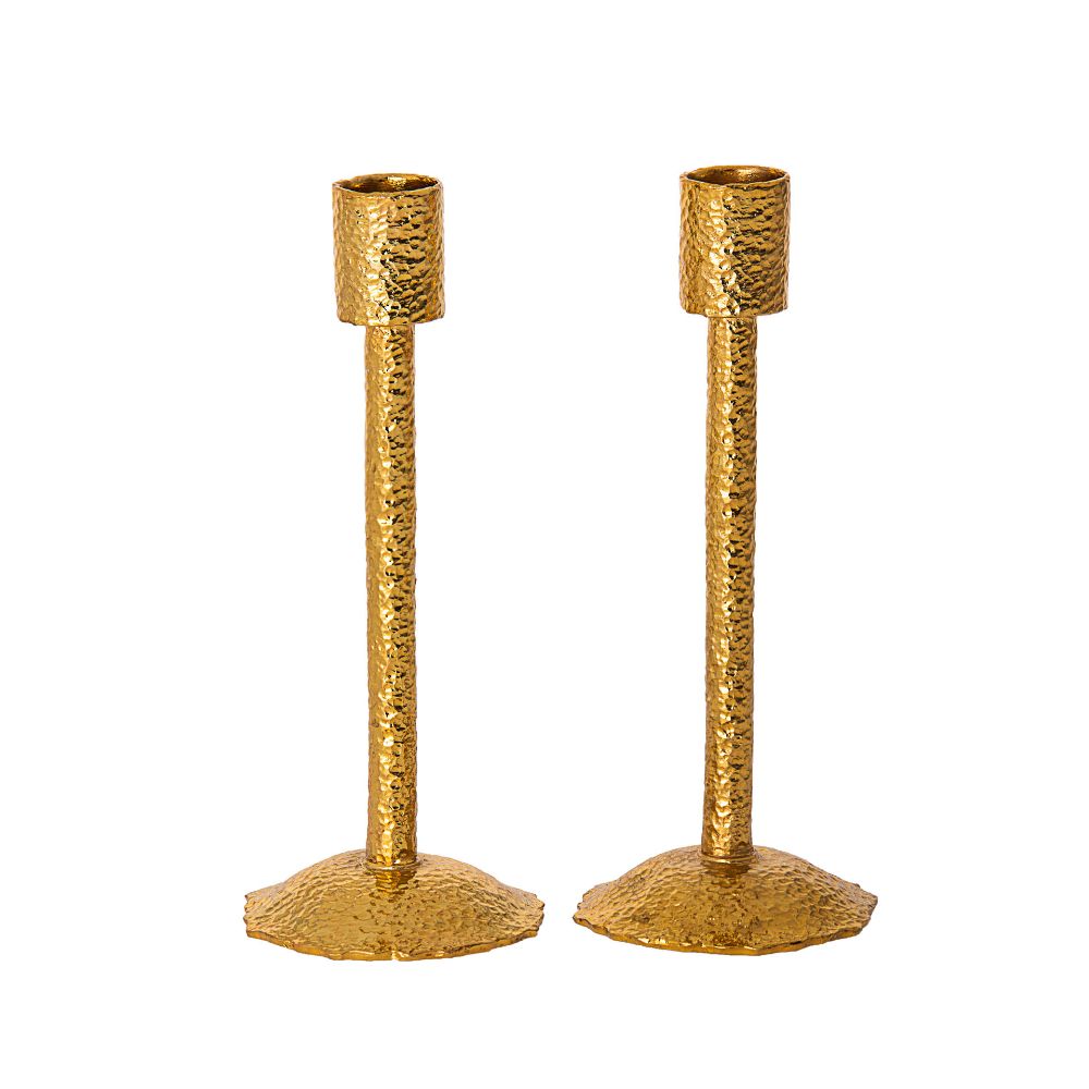 108-G Hammered Gold Metal Candle Stick