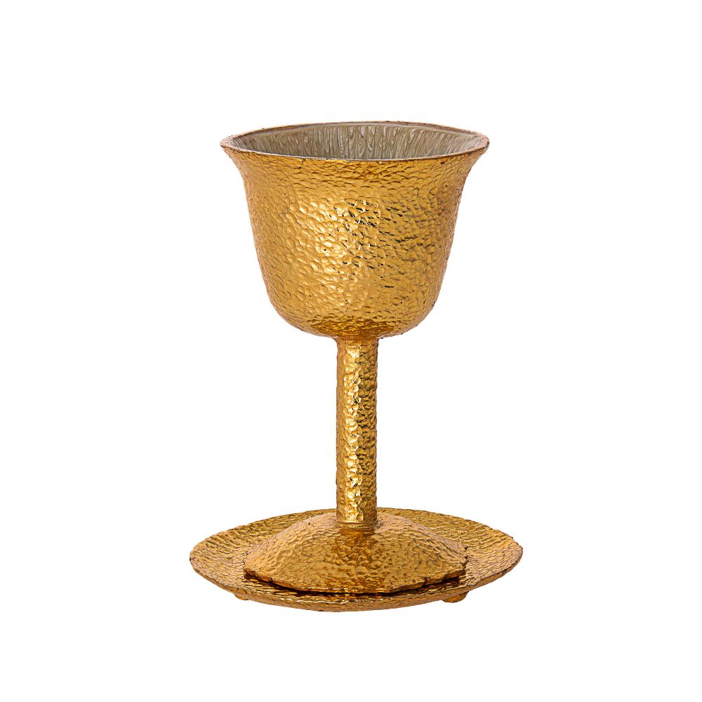 #104-G Hammered Gold Metal Kiddush Cup