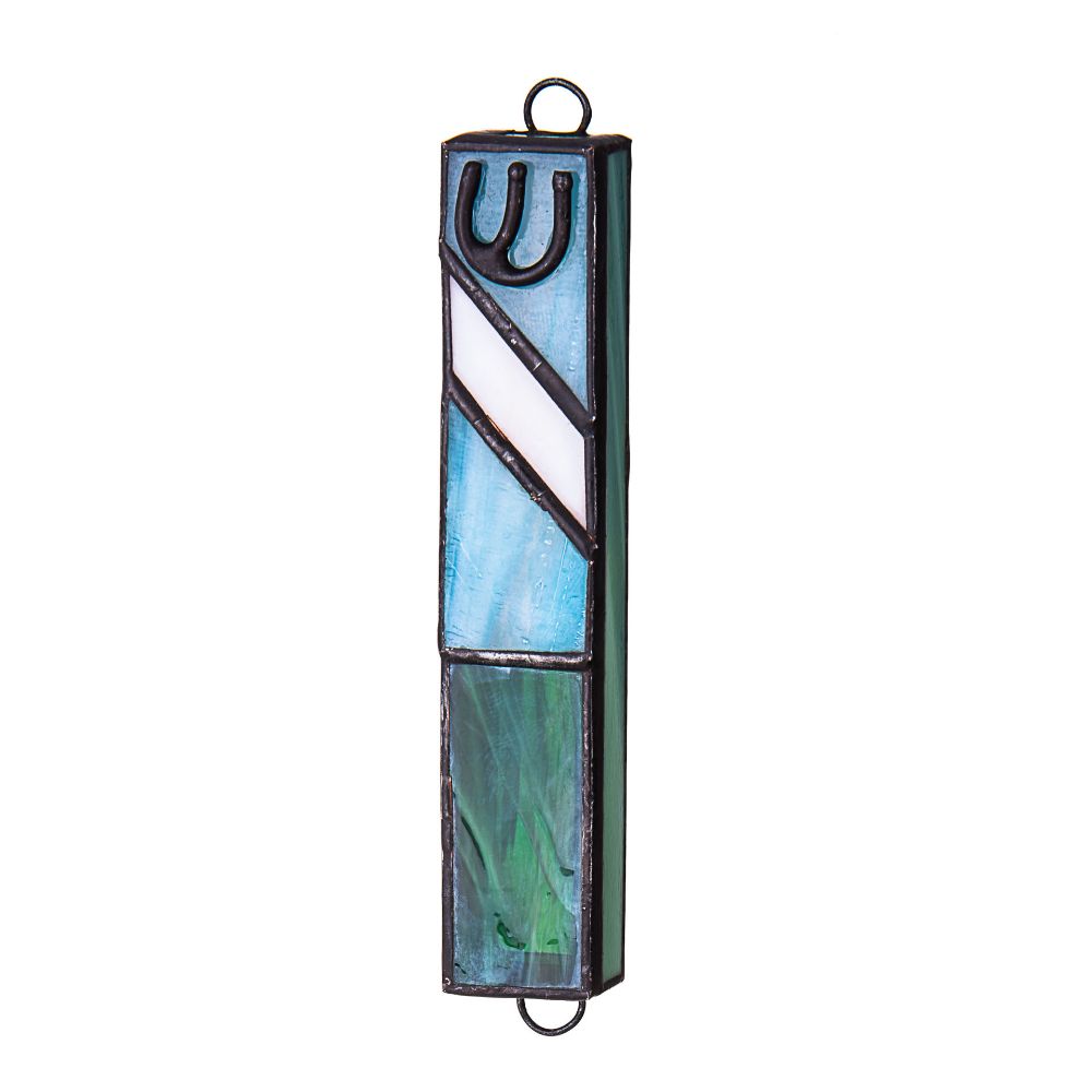 Stained Glass Blue And White - Mezuzah Case