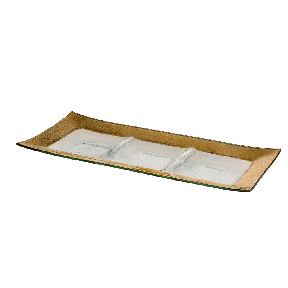 #1208-G Gold Rectangular Tray with 3 sectionals