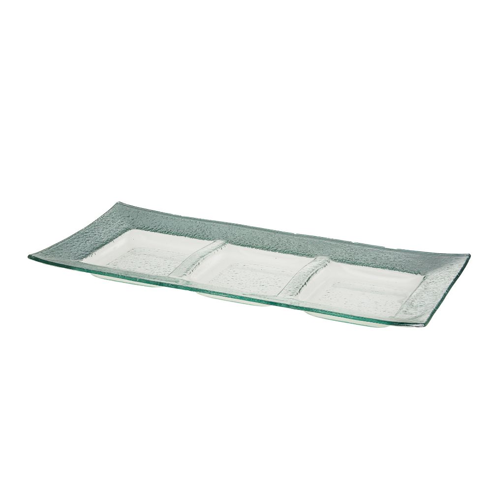 #1208-S Silver Rectangular Tray with 3 sectionals