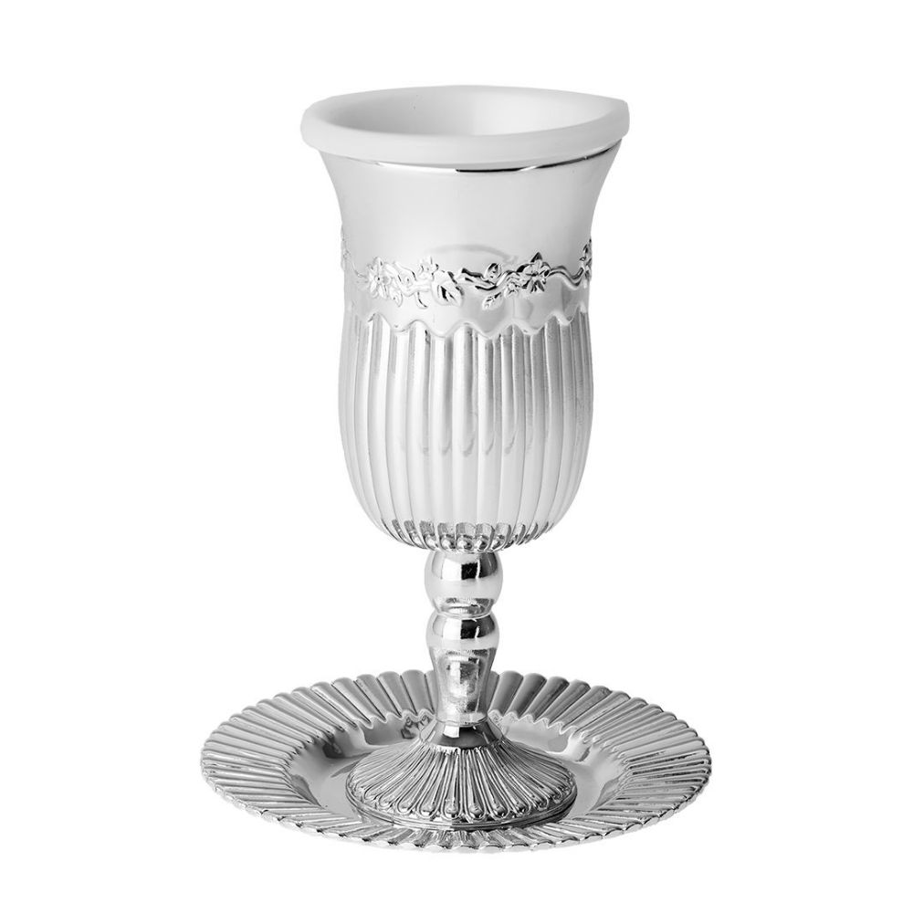 #819 Cup on base Silver plated Line design